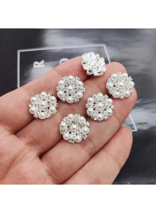 8pcs Alloy Buttons 2 1cm Rhinestone Pearl for Sewing Crafts Wedding Decor - Image 1